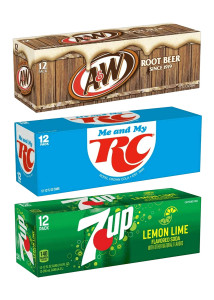 12 Pack - 12 Oz 7UP, A&W Rootbeer, RC Cola