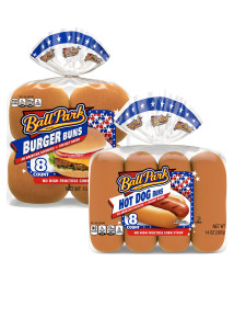 8 Pack Ball Park Hot Dog or Hamburger Buns
