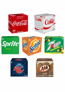 24 Pack - 12 Oz Coke, Sprite, Diet Coke, 7UP, Sunkist, A&W Rootbeer, or RC Cola