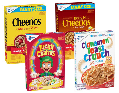 General Mills Cereal  Cheerios, Cinnamon Toast Crunch, Honey Nut Cheerios, Lucky Charms